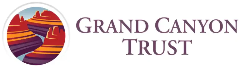 Logo of Grand Canyon Trust featuring stylized red and orange canyon layers and a river in a circular design next to the organization's name.